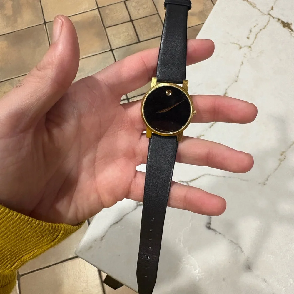 Movado Black and Gold Museum Dial Watch